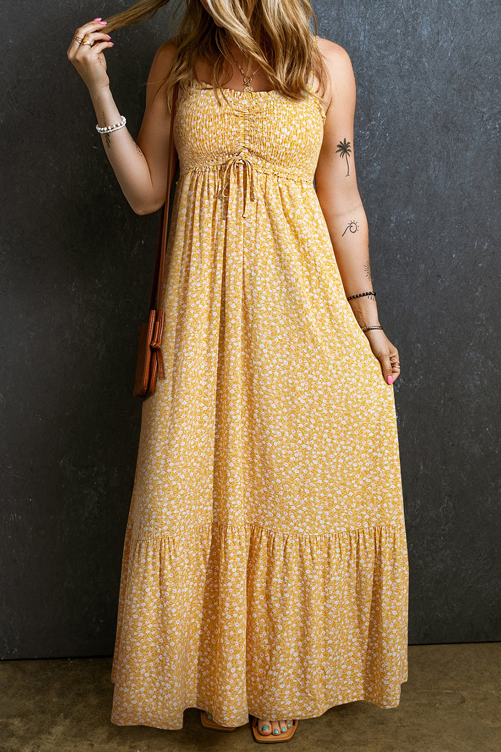 Golden Bloom Maxi Dress