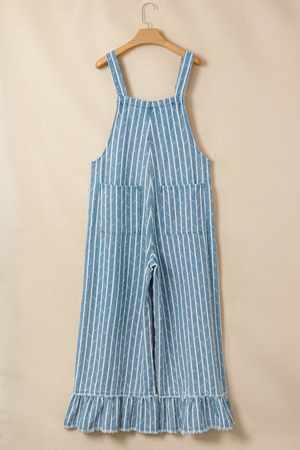 Myosotis Striped Denim Wide-Leg Overalls