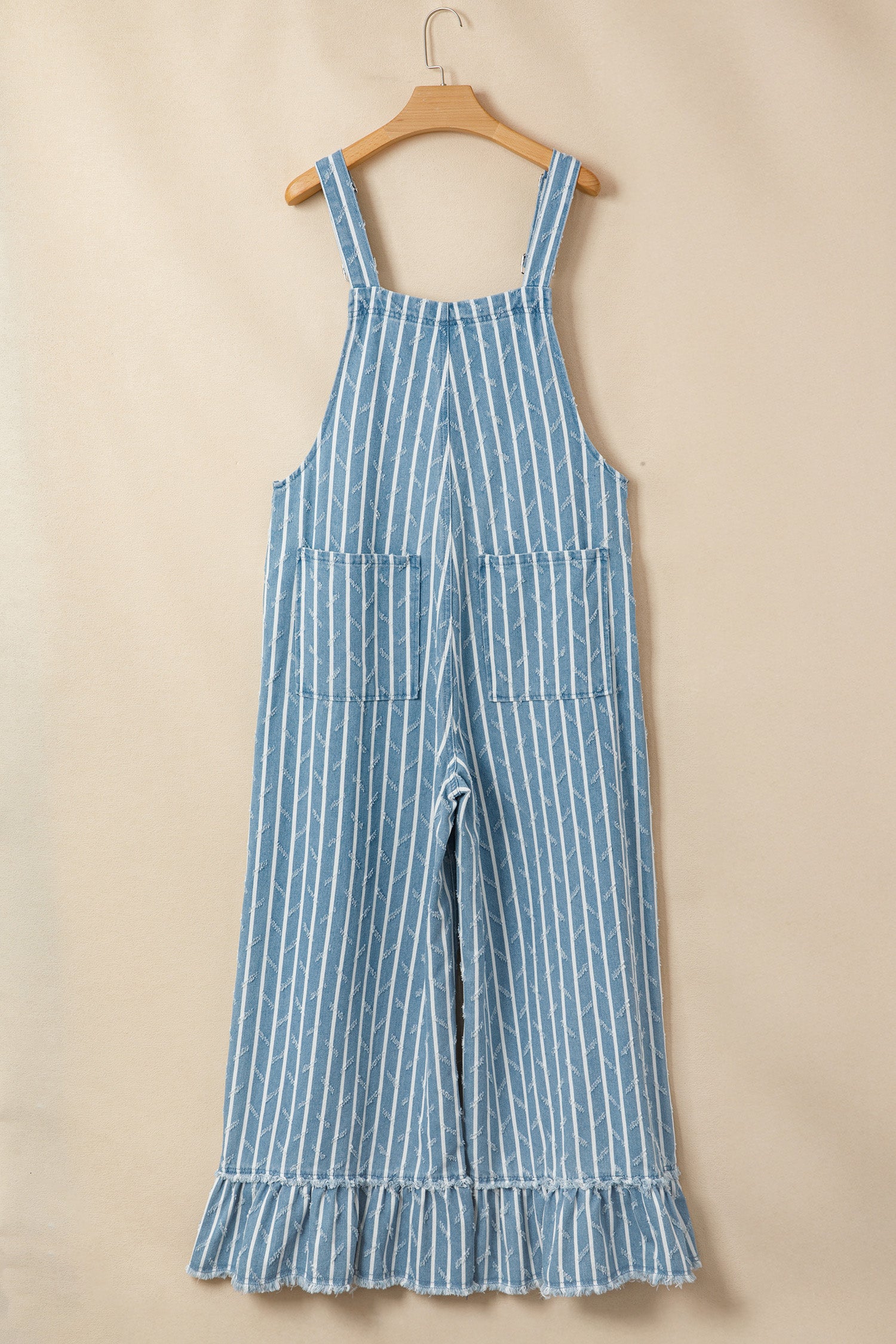 Myosotis Striped Denim Wide-Leg Overalls