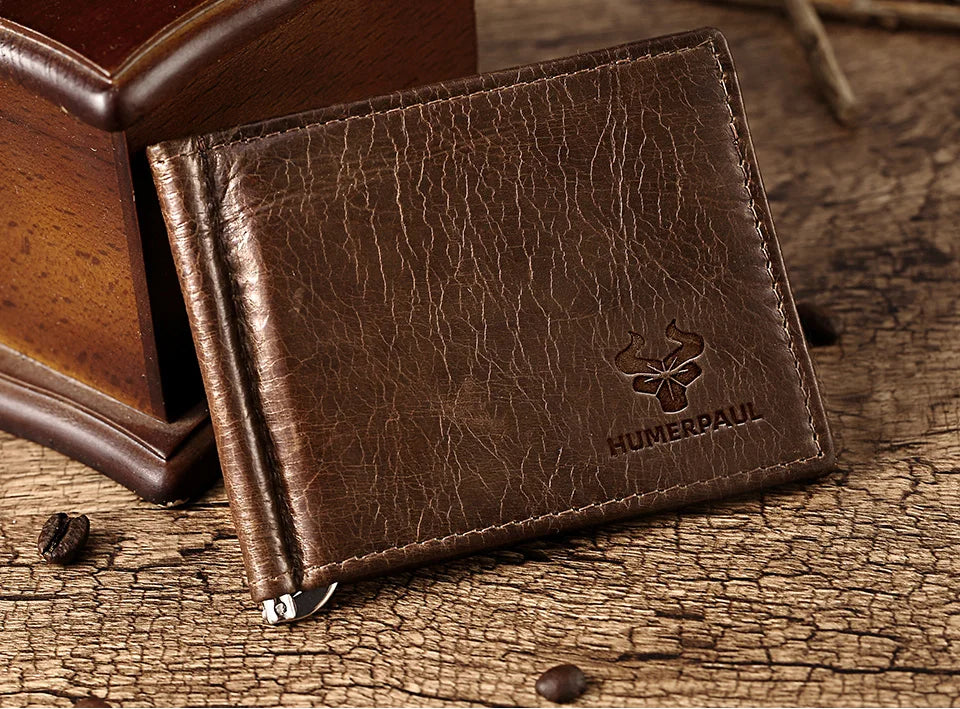 Genuine Leather Money Clip Wallet