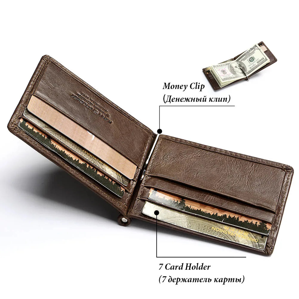 Genuine Leather Money Clip Wallet