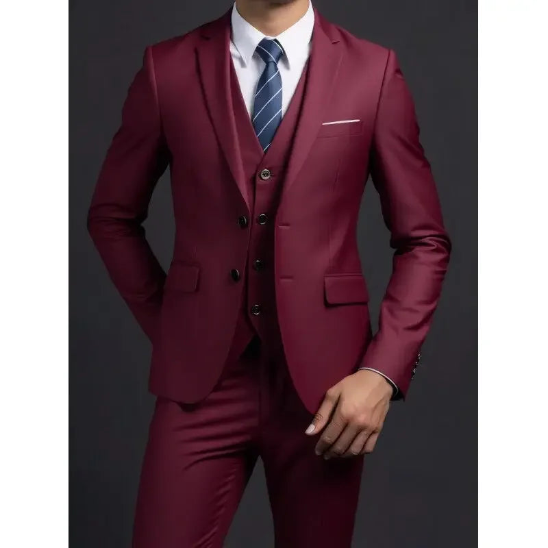 3-Piece Executive Suit Set — Blazer, Waistcoat & Trousers