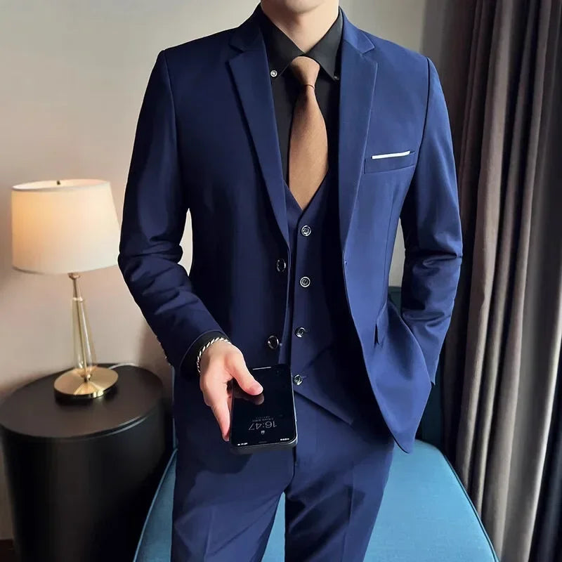 3-Piece Executive Suit Set — Blazer, Waistcoat & Trousers