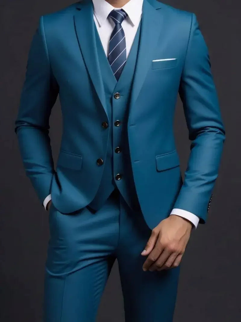 3-Piece Executive Suit Set — Blazer, Waistcoat & Trousers