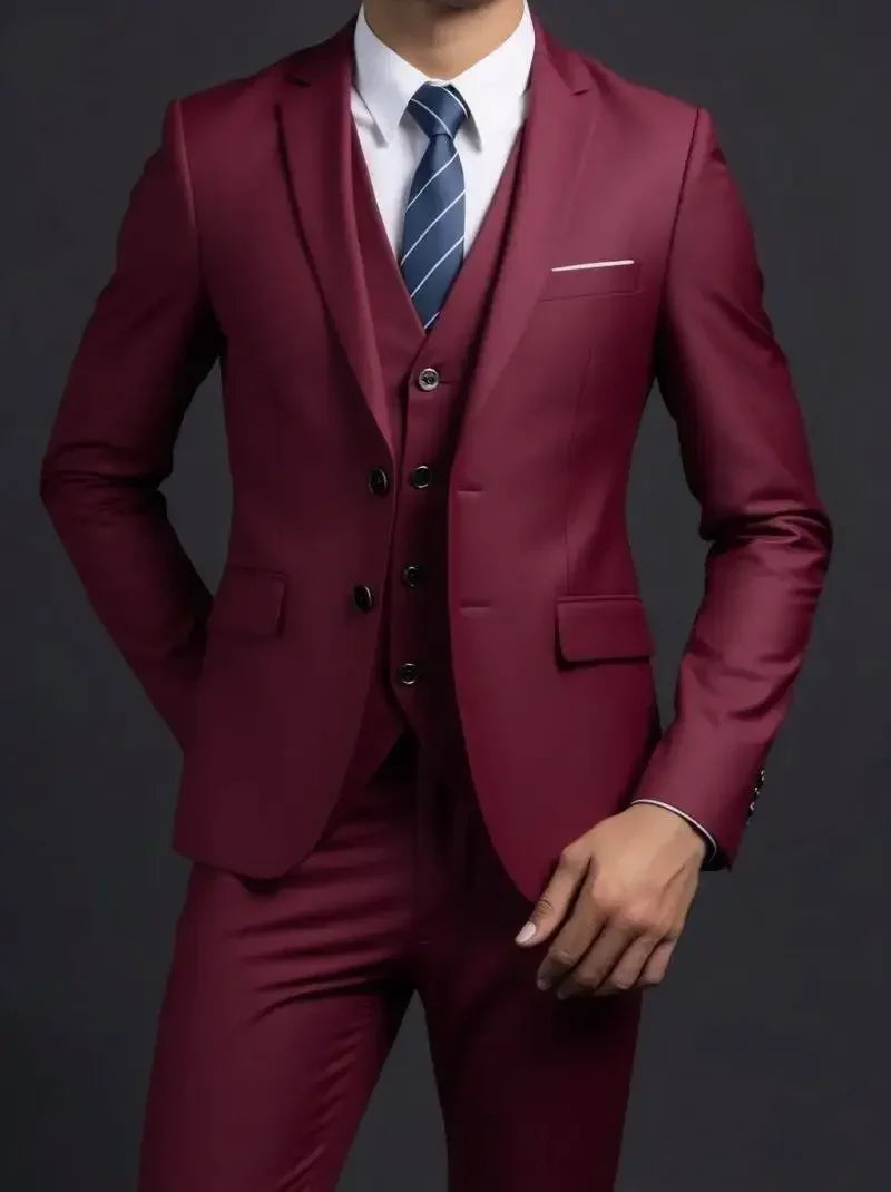 3-Piece Executive Suit Set — Blazer, Waistcoat & Trousers
