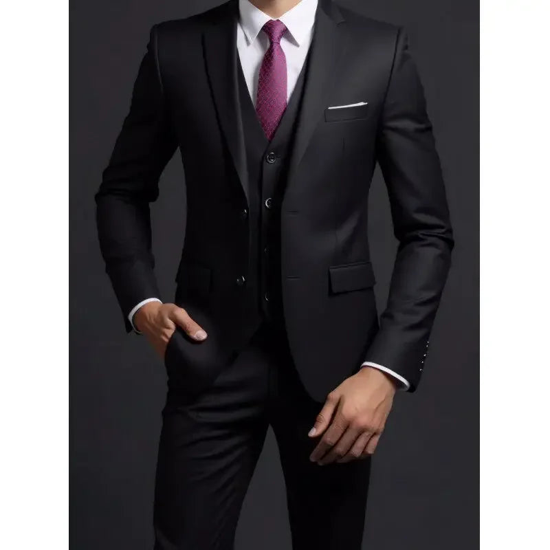 3-Piece Executive Suit Set — Blazer, Waistcoat & Trousers