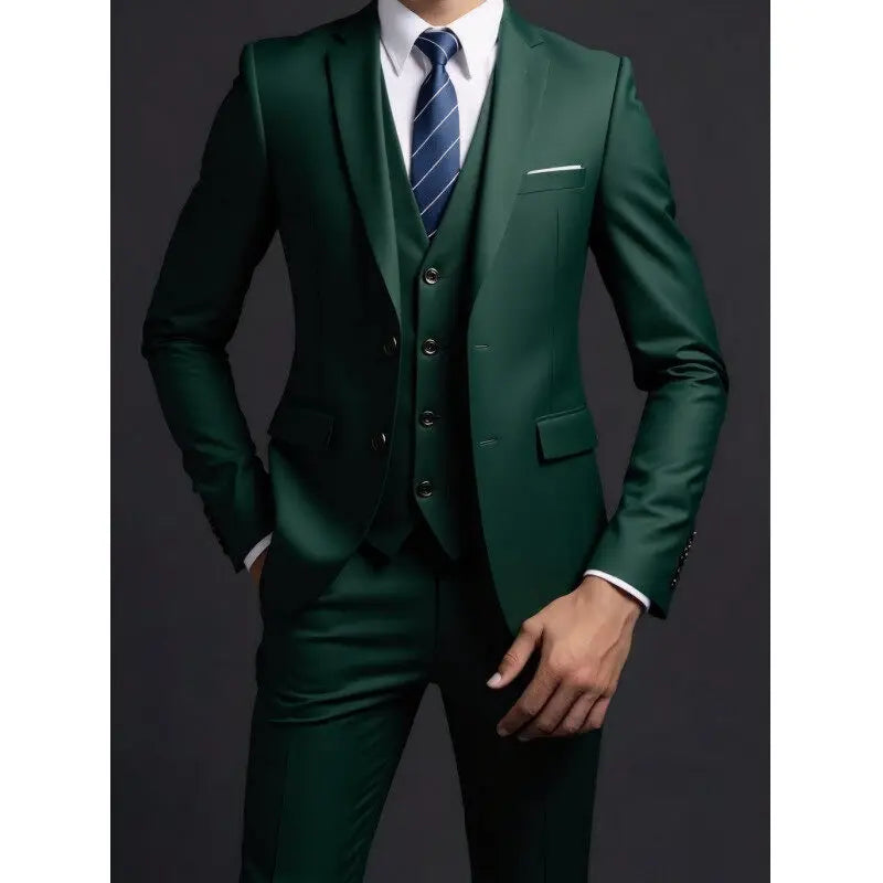 3-Piece Executive Suit Set — Blazer, Waistcoat & Trousers