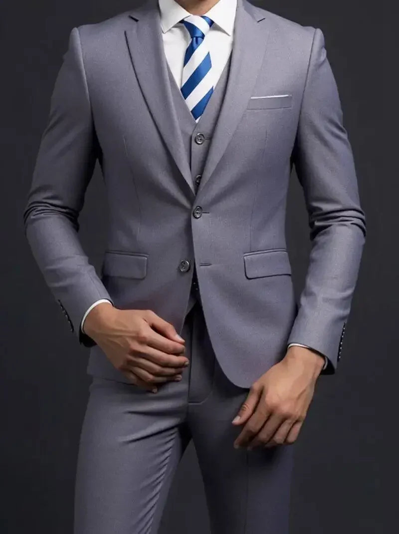 3-Piece Executive Suit Set — Blazer, Waistcoat & Trousers