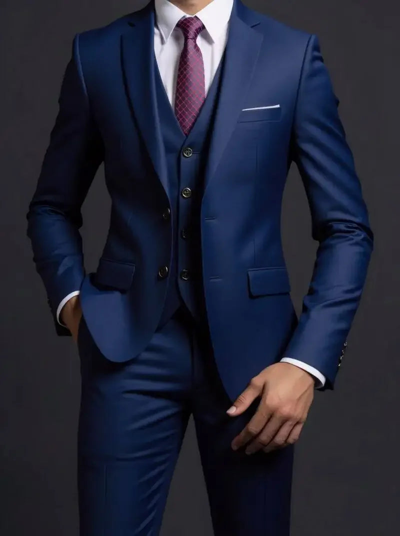 3-Piece Executive Suit Set — Blazer, Waistcoat & Trousers