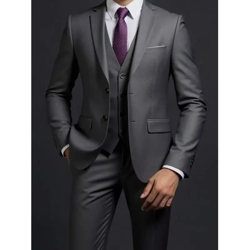 3-Piece Executive Suit Set — Blazer, Waistcoat & Trousers