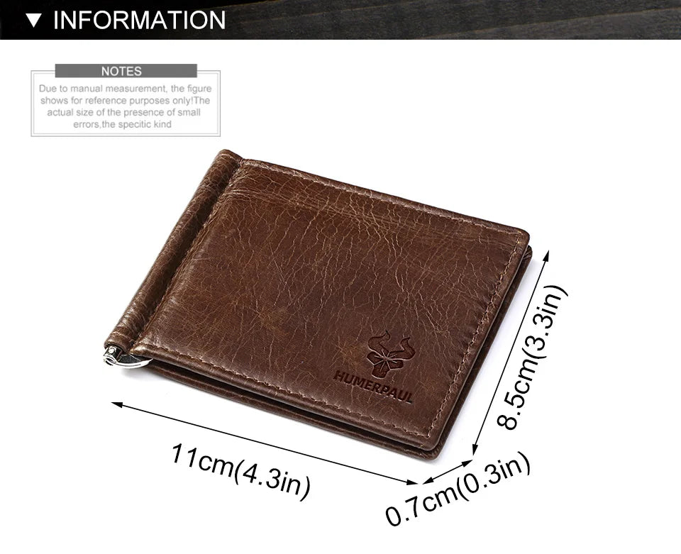 Genuine Leather Money Clip Wallet