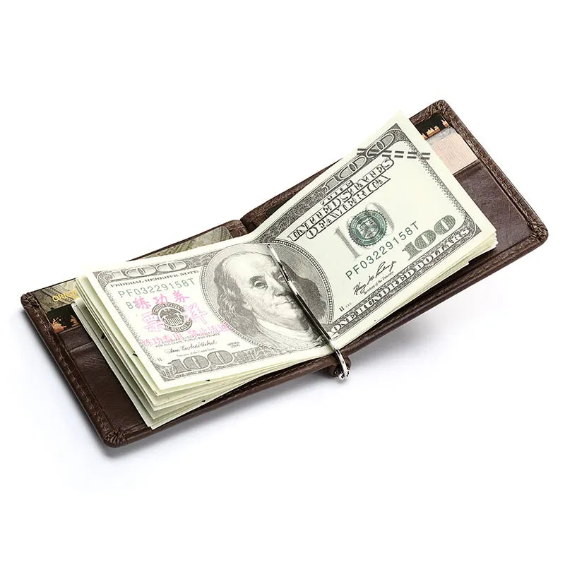 Genuine Leather Money Clip Wallet