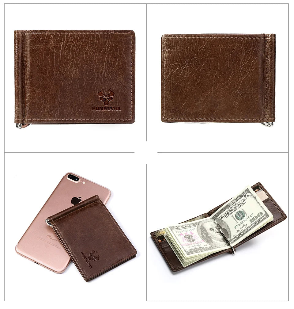 Genuine Leather Money Clip Wallet