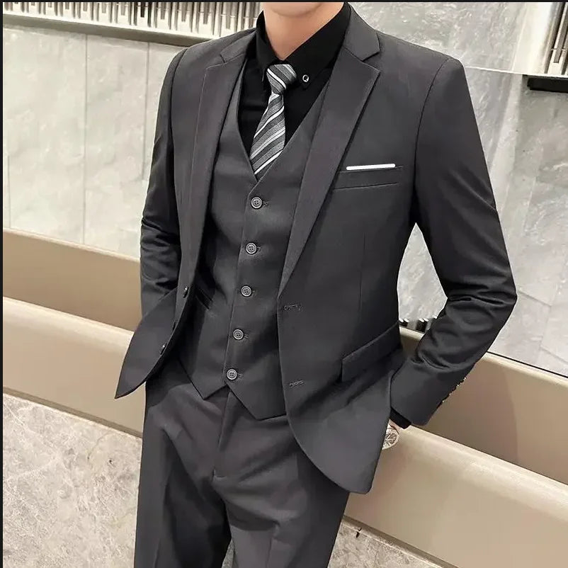 3-Piece Executive Suit Set — Blazer, Waistcoat & Trousers