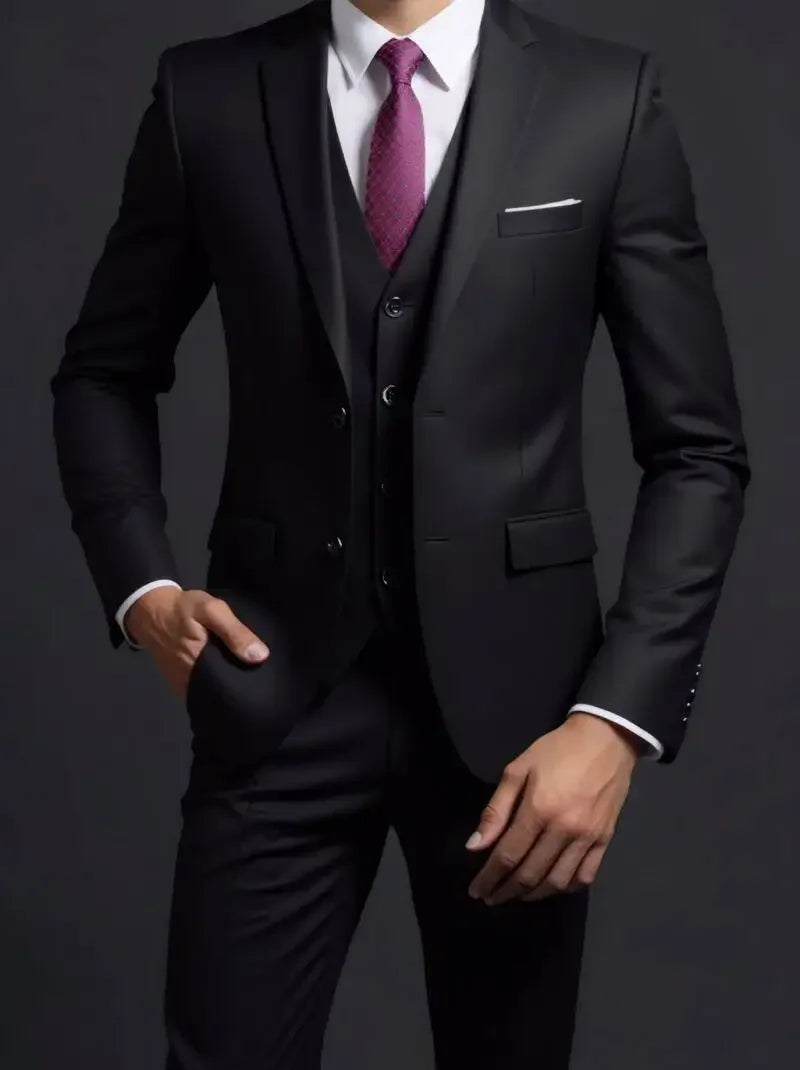3-Piece Executive Suit Set — Blazer, Waistcoat & Trousers