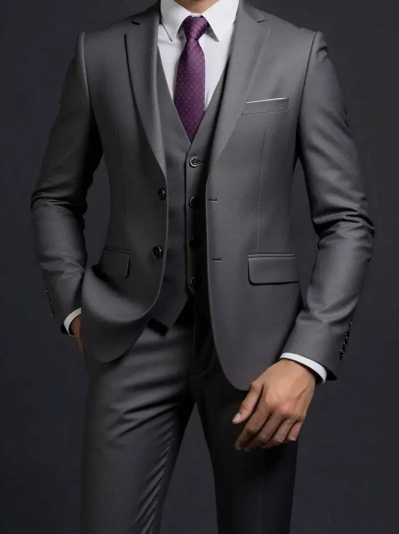 3-Piece Executive Suit Set — Blazer, Waistcoat & Trousers