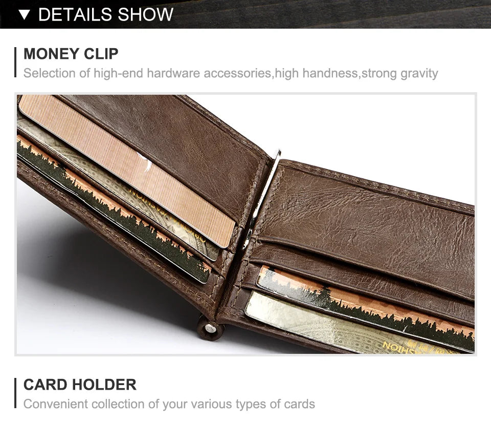 Genuine Leather Money Clip Wallet