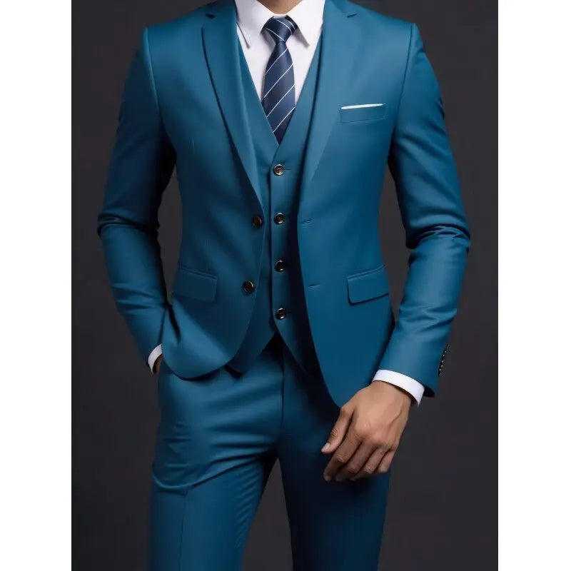 3-Piece Executive Suit Set — Blazer, Waistcoat & Trousers