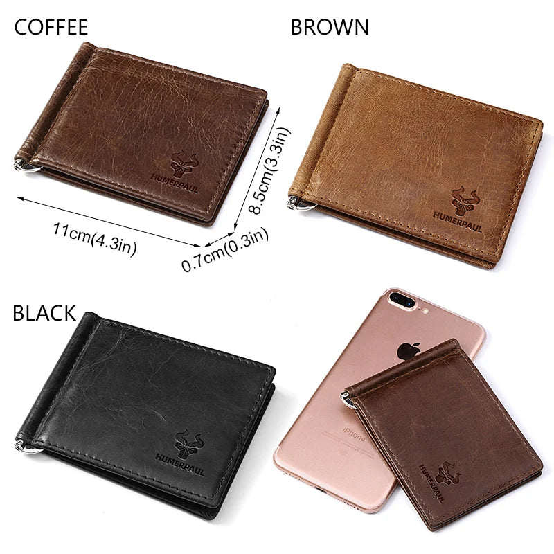 Genuine Leather Money Clip Wallet