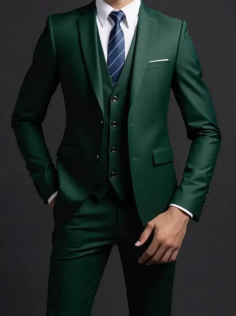 3-Piece Executive Suit Set — Blazer, Waistcoat & Trousers
