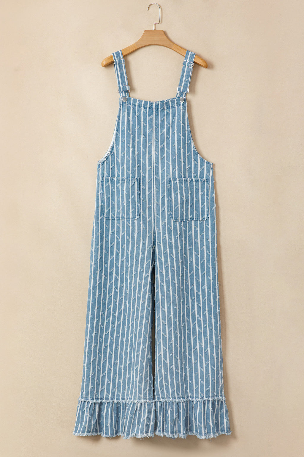 Myosotis Striped Denim Wide-Leg Overalls
