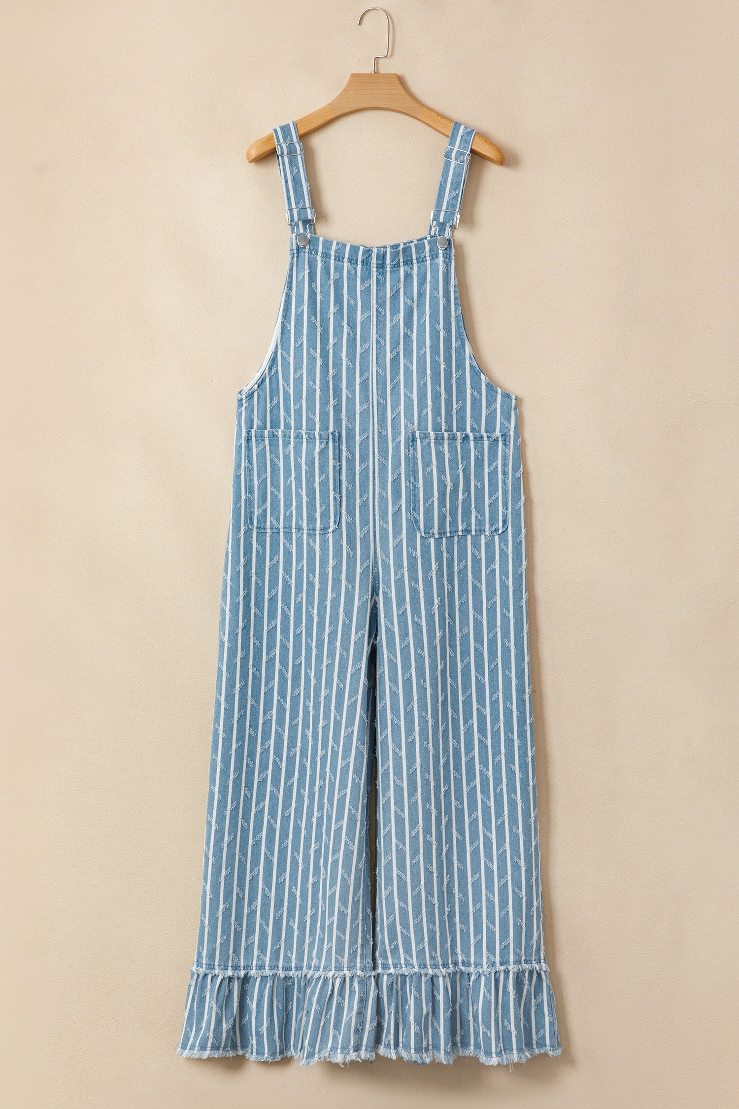 Myosotis Striped Denim Wide-Leg Overalls
